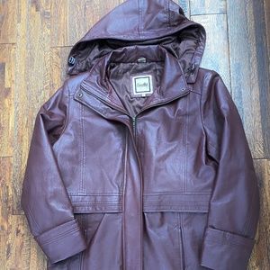 Burgundy Excelled Collection Large Leather Jacket